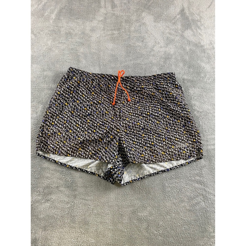 Asics Vintage Womens Running Shorts S. Black Geometric Abstract Print USA Made